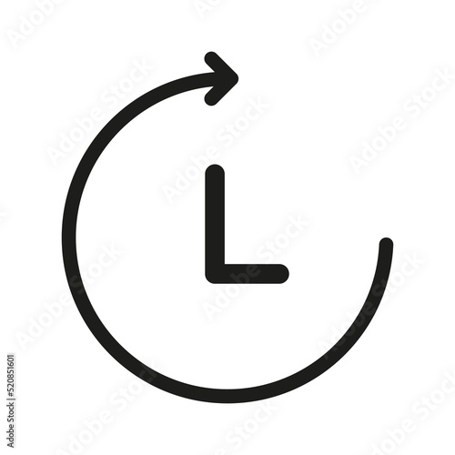 Clock with circular arrow line icon. Watch, stopwatch, timer, measure, chronometer, hand, schedule, planning. Time management concept. Vector line icon for Business and Advertising
