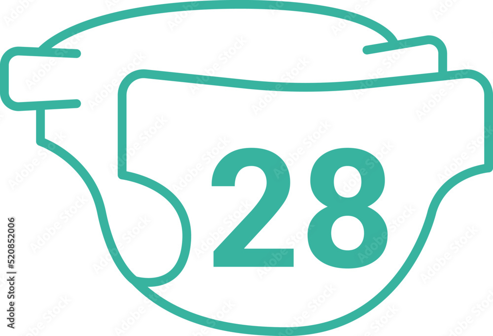 Number of diapers per pack. Vector illustration isolated on white Number of diapers per pack. Vector illustration isolated on white