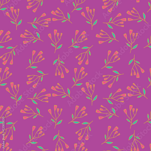 Cute abstract flower seamless pattern. Hand drawn floral wallpaper.