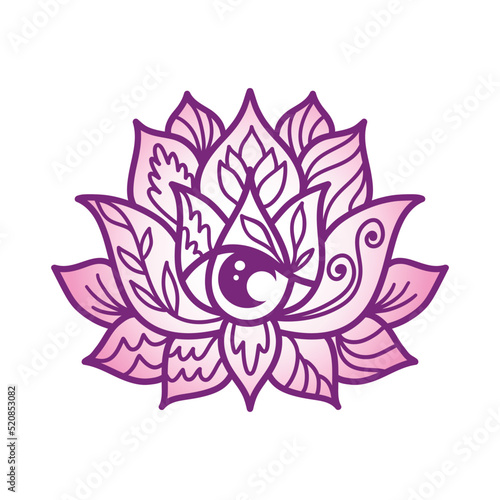 Ornamental Boho Style lotus Flower. Decoration in ethnic oriental, Indian style.