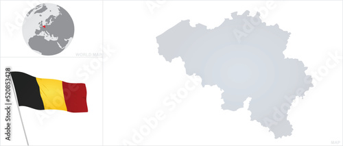 Belgium map and flag. vector 