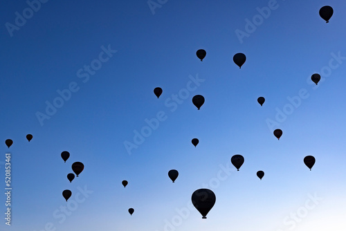 silhouettes of hot air balloons