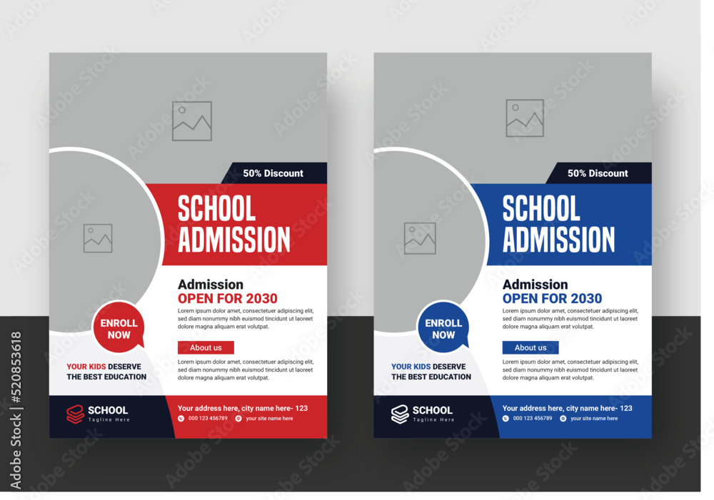 Kids back to school education admission flyer, Creative and modern education admission flyer template, Junior and senior high school promotion banner