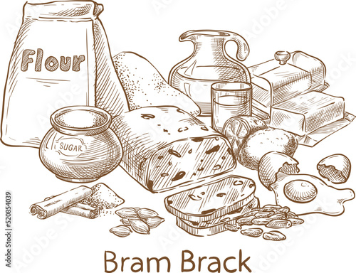 Traditional Halloween Food ingredients. Barm Brack bread
