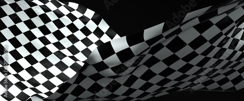 Checkered flag, race flag background 3d