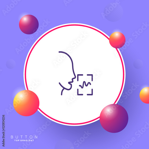 Voice input line icon. Sound, message, biometry, biometrics, recognize, assistant, recognition, id confirmation, identity, confirm. Technology concept. Vector line icon for Business and Advertising