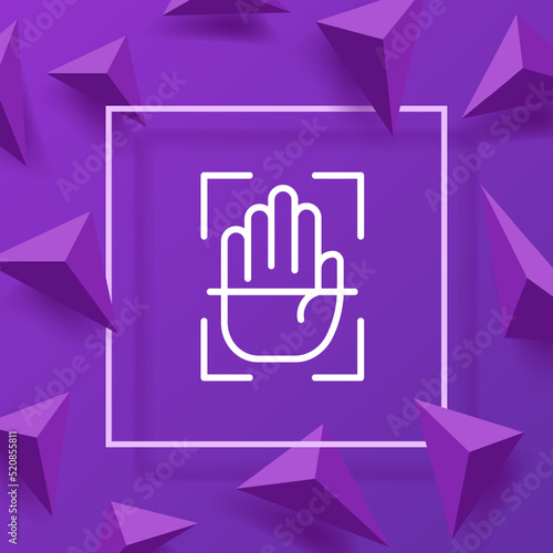 Scan a hand palm line icon. Fingerprints, scanner, scanning, biometrics, identity verification, ID confirmation, confirm, recognize. Biometry concept. Vector line icon for Business and Advertising