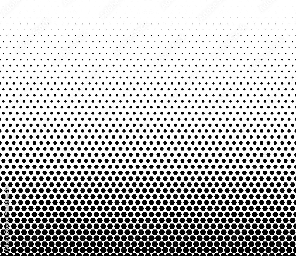 Geometric pattern of black hexagons on a white background.Seamless in one direction. Geometric pattern of black hexagons on a white background.Seamless in one direction.