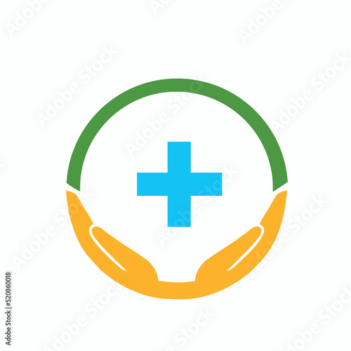 Logo design abstract medical vector template. Illustration design of logotype cross health symbol, people care sign.
