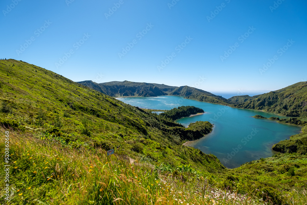 Azores, amazing View to Lagoa do Fogo, Sao Miguel Island in Azores, Portugal