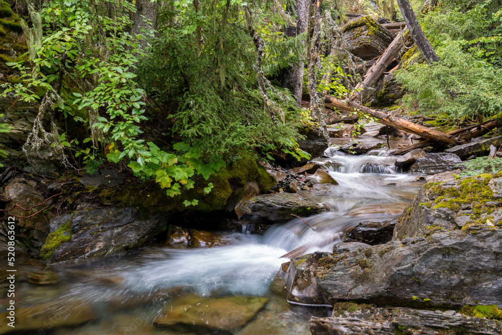 Water cascading down Holland Creek in Montana