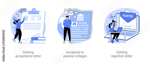 College admission isolated cartoon vector illustrations se