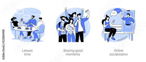 Students socialization isolated cartoon vector illustrations se