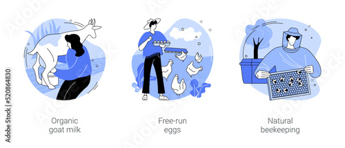 Organic food products isolated cartoon vector illustrations se