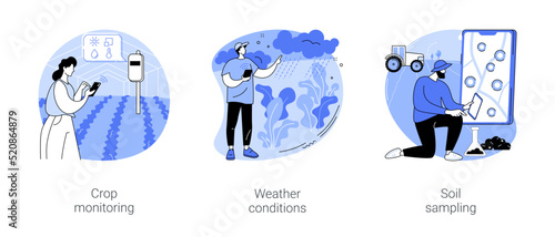 Sensors use in agriculture isolated cartoon vector illustrations se