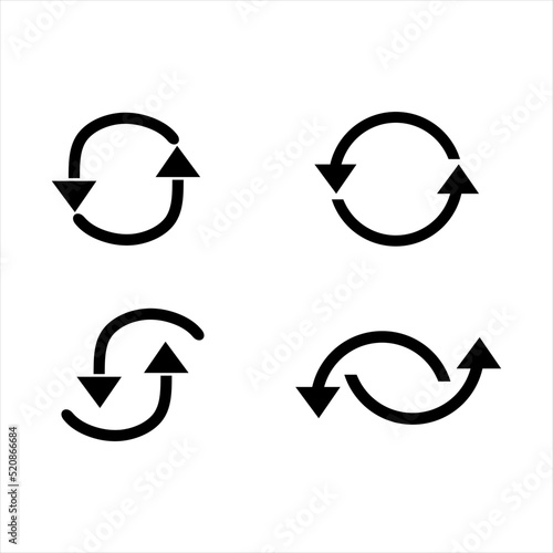 Arrow sign reload update loop rotation pictogram. Simple black icon on a white background. Modern mono solid flat minimal style. Vector illustration web design elements saved in 10 eps