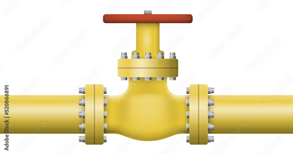 Oil, gas or water flowing through pipe. Pipeline construction with valve isolated. Industrial system. Vector illustration. Oil, gas or water flowing through pipe. Pipeline construction with valve isolated. Industrial system. Vector illustration.