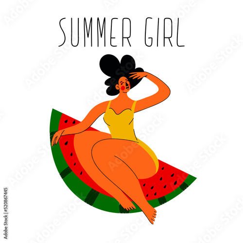 Body positive. Happy plus size summer girl