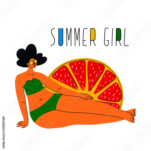 Body positive. Happy plus size summer girl
