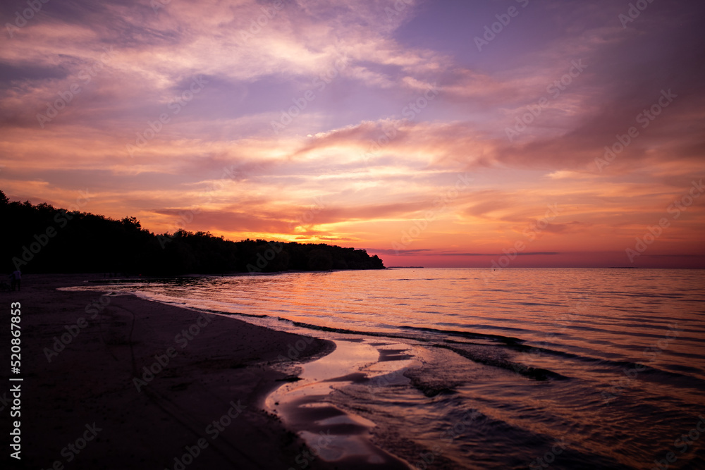 Warm sunset light on the seashore