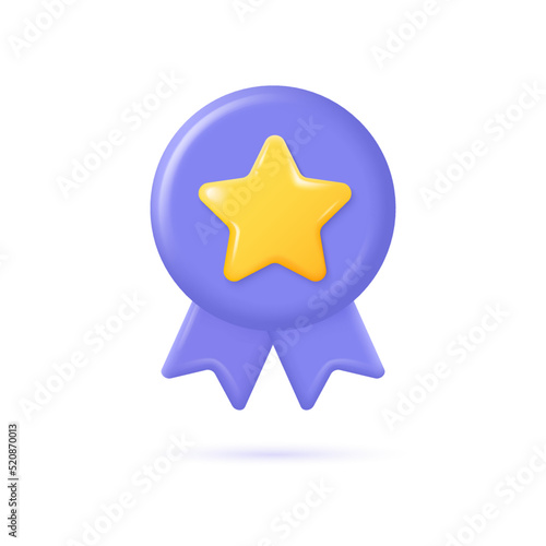 3d icon with a golden star in cartoon style. premium quality assurance mark. vector illustration isolated on white background.