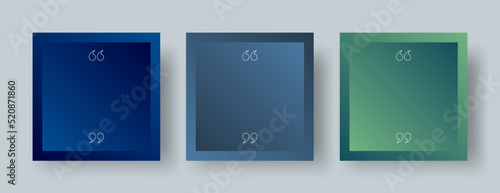 Quote Templates Vector Set. Quotation Marks Isolated on Modern Gradient Backgrounds. Square Format Quotes Template for Social Media Post