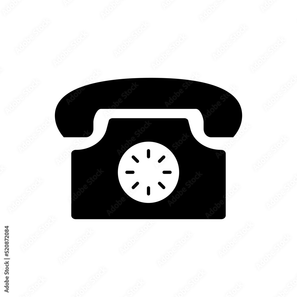 Rotary dial phone silhouette icon. Vector.