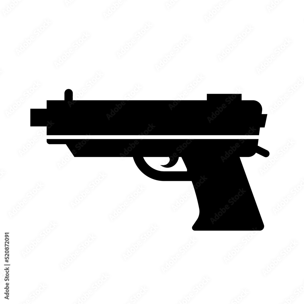 Handgun silhouette icon. Gun symbol. Weapon. Vector.