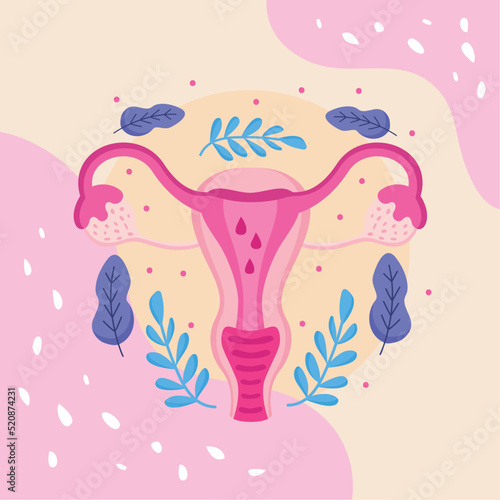 woman uterus and leafs