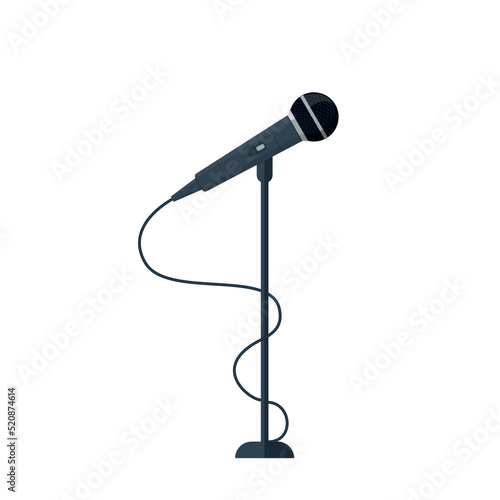 Microphone vector. News illustration. News on television and radio. Interview.Microphone for karaoke