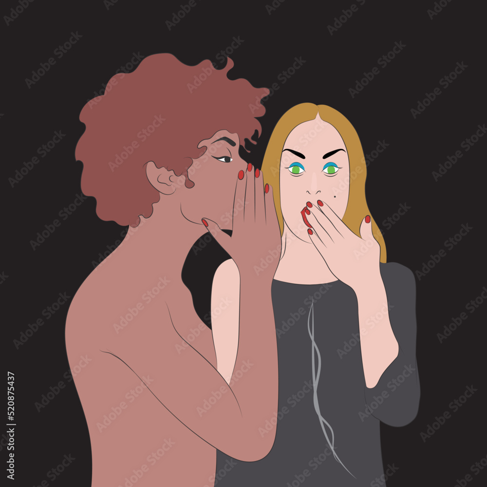 Two gossips secretly talking about the new neighborhood gossip.