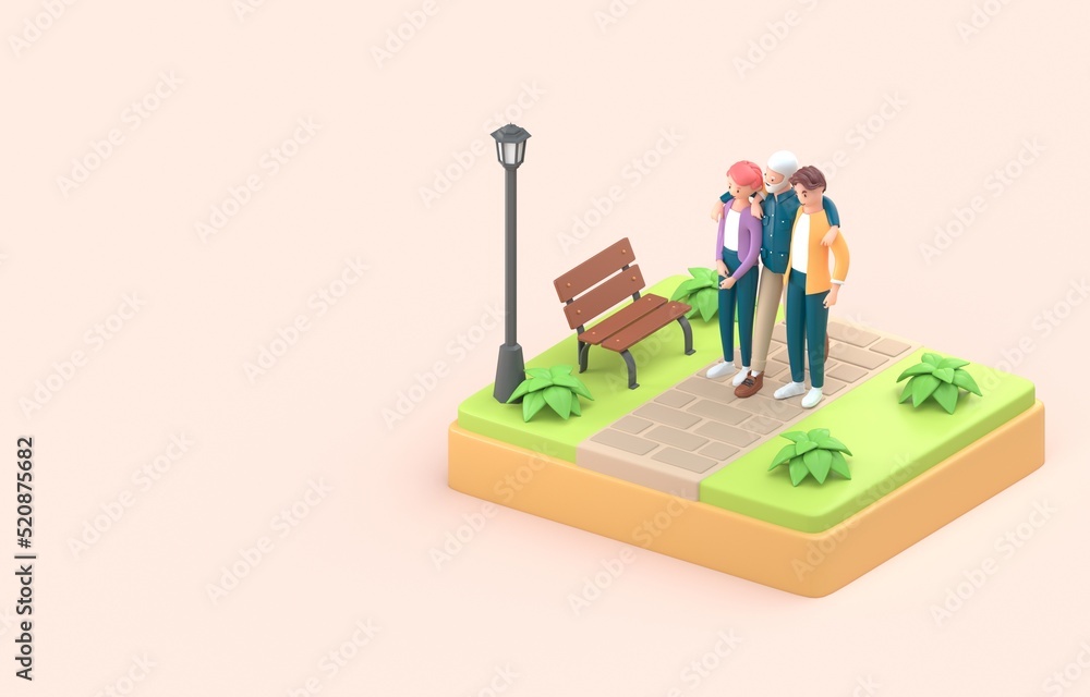 Father with his Sons. 3D Illustration Father with his Sons. 3D Illustration