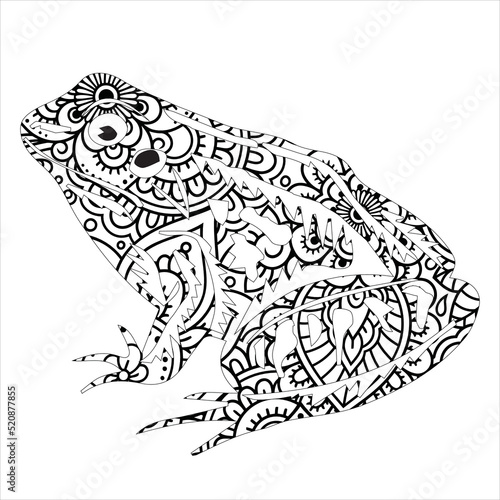 Animal mandala coloring page .  Frog Animal Mandala 