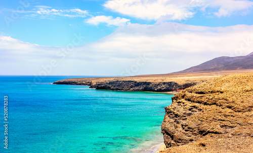 arid landscape of beaches in Fuerteventura, Canary Islands, Spain