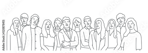 Group of people standing in a row.