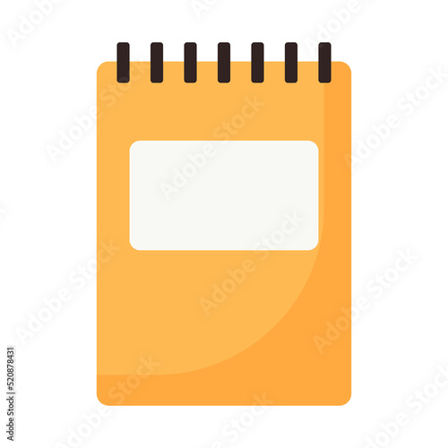 Orange planner on white background. School supplies. Flat design.