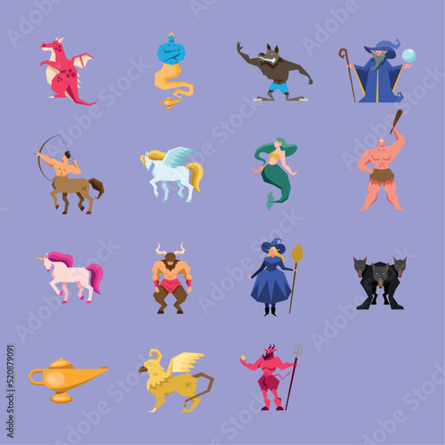 set of fantastic, magical creatures