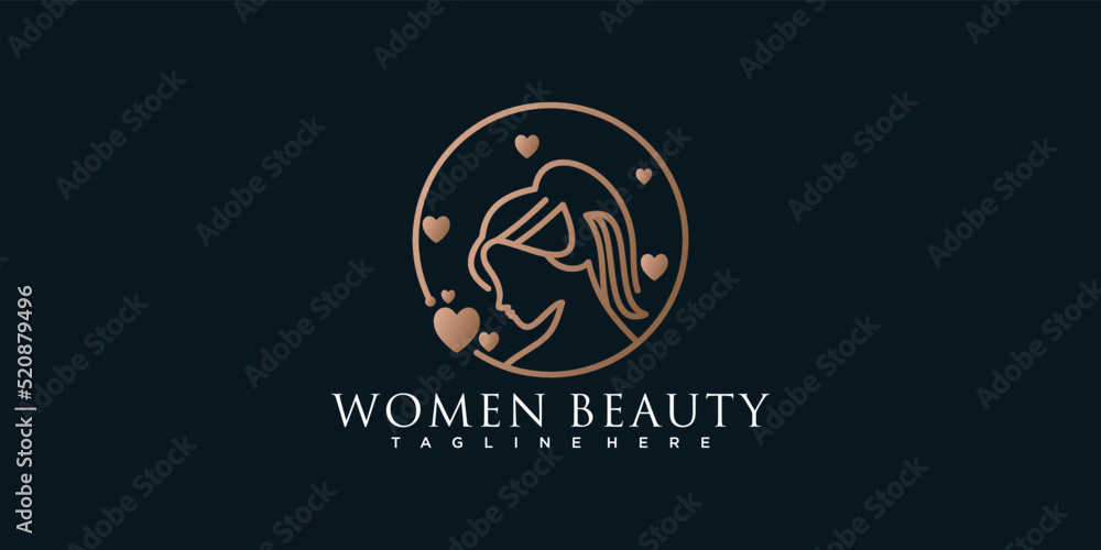 Beauty women logo design inspiration for salon with creative element premium vector