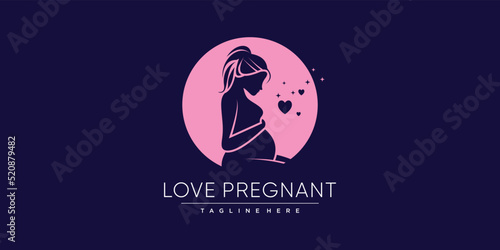 Pregnant woman logo modern flat design illustration Premium Vector