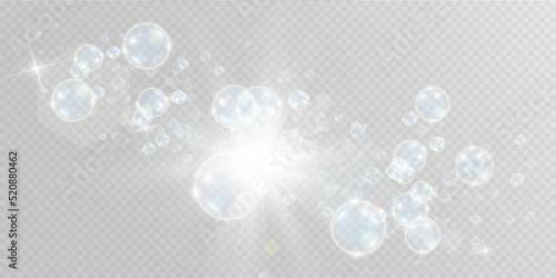 White beautiful bubbles on a transparent background vector illustration. Bubble.