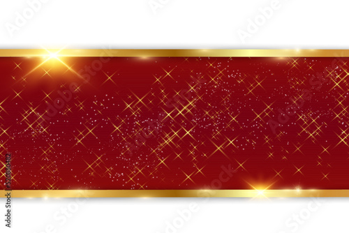 Gold glitter with shiny gold frame on a transparent black background. Vector luxury golden background.	