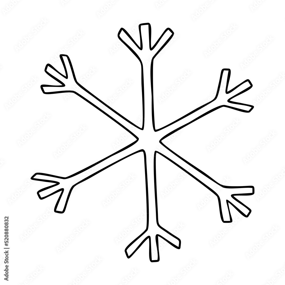 Snowflake doodle vector. Frost resistance icon. Linear hand-drawn illustration, symbol of increasing frost resistance. Snowflake isolated on white background Snowflake doodle vector. Frost resistance icon. Linear hand-drawn illustration, symbol of increasing frost resistance. Snowflake isolated on white background