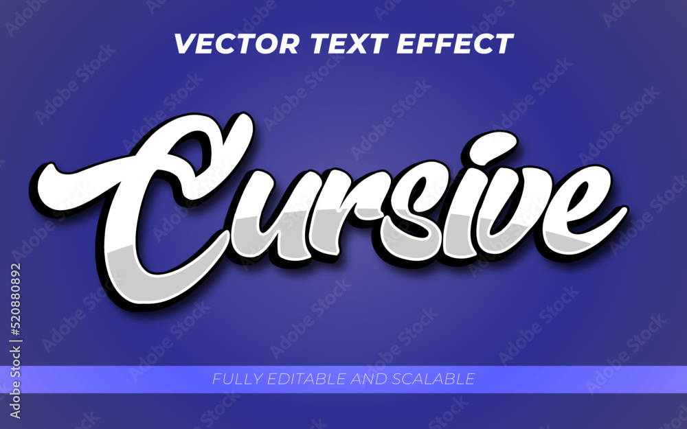 Cursive Vector text effect Stock Vector | Adobe Stock