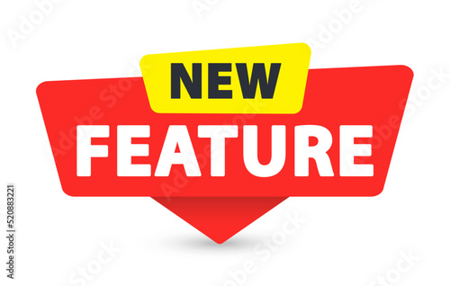 New Feature - Banner, Speech Bubble, Label, Sticker, Ribbon Template. Vector Stock Illustration