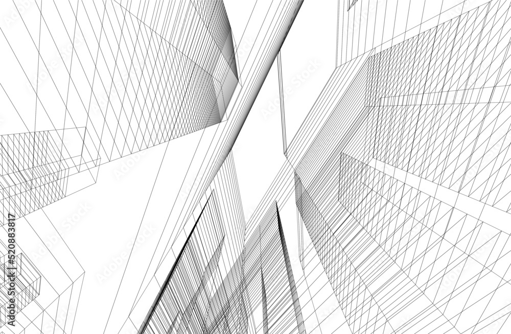 Modern architecture buildings 3d illustration