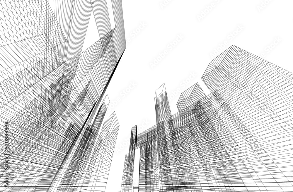 Modern architecture buildings 3d illustration