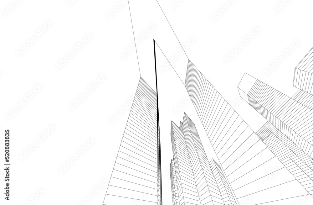 Modern architecture buildings 3d illustration Modern architecture buildings 3d illustration