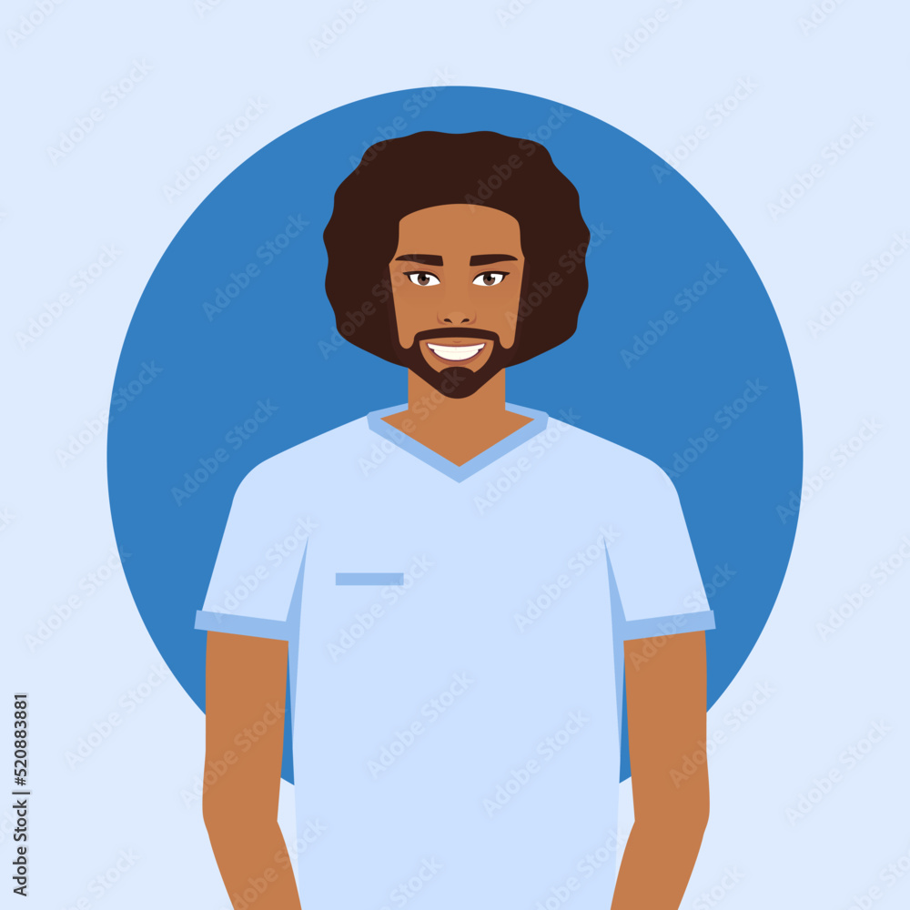 Flat male healthcare doctors vector illustration people cartoon avatar profile characters. Hospital staff: doctor, nurse. The concept of a professional medical team.