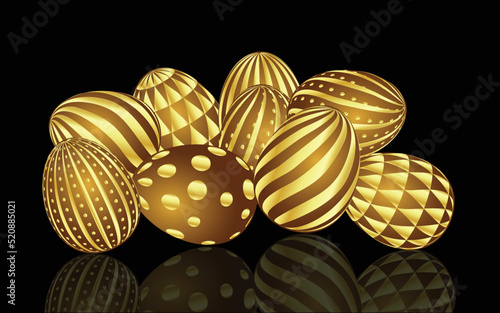 Set of golden egg vector illustration