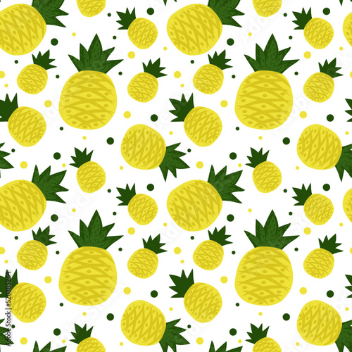 A delightful seamless pattern of pineapples. Vector illustration. Pattern, children's illustration.